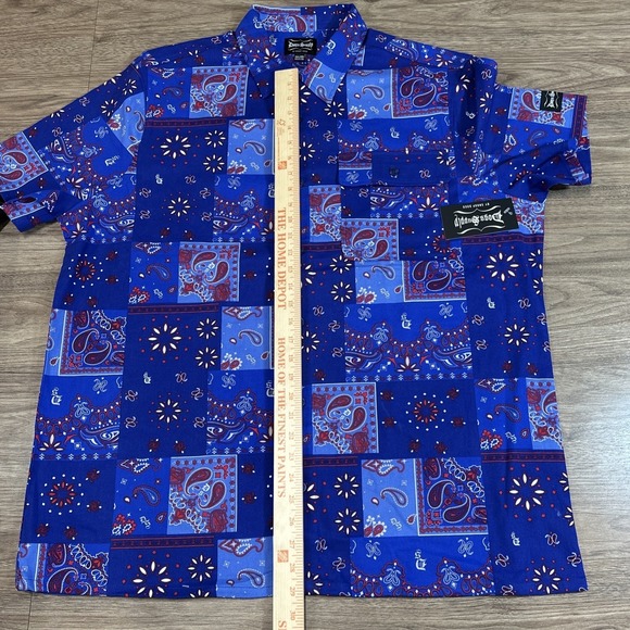 NWT Men 2XL Dogg Supply By Snoop Dog Blue Bandana Button Down Short Sleeve Mens - Picture 8 of 10